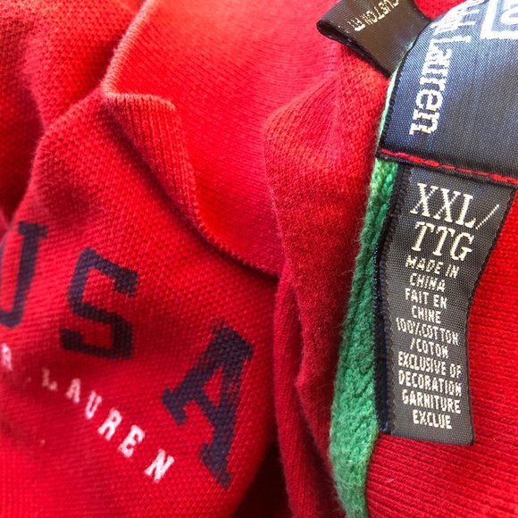 Polo Ralph Lauren USA Red Golf Shirt Embroidered Big Pony - Picture 9 of 13